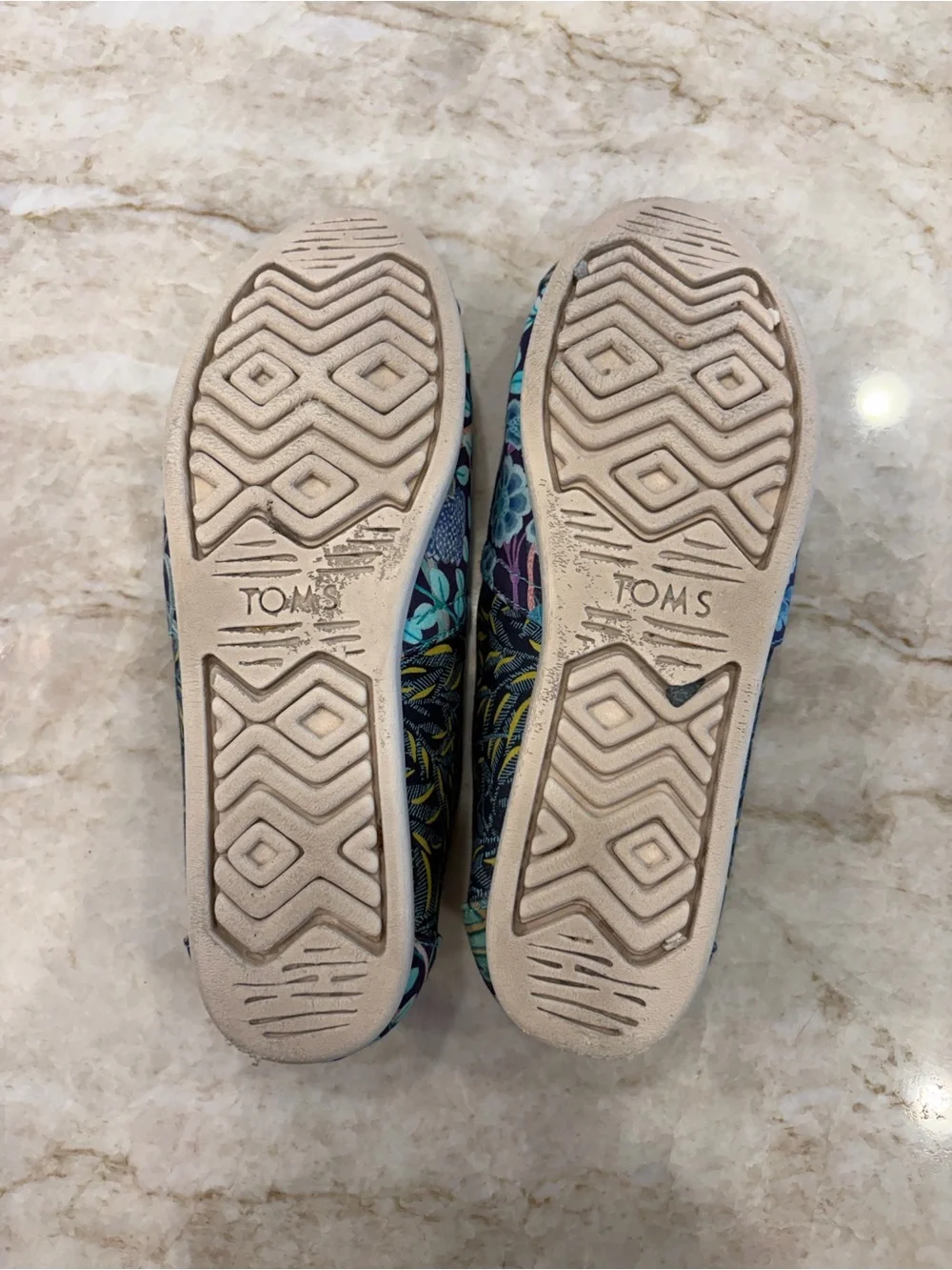 TOMS Navy Floral Slip-On Shoes with Teal Accents